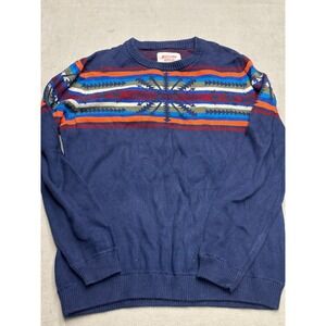 Mossimo Supply Co Mens Large Navy Blue Southwestern Geometric Aztic Sweater L